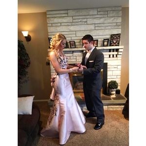 Blush mermaid prom dress